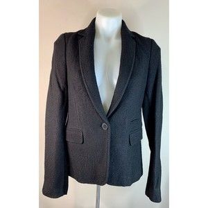 Women’s Lord & Taylor Black Wool Blend Shawl Lapel Jacket Tuxedo Style Blazer 8